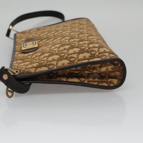 DIOR Trotter Canvas Shoulder Bag Beige Dark Brown Gold - Picture 5 of 12
